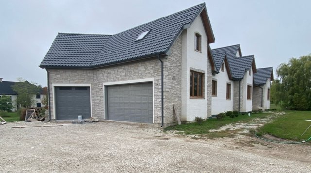 New home with stone veneer facade